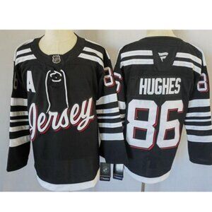Adult Mens Jack Hughes Black Stitched Jersey